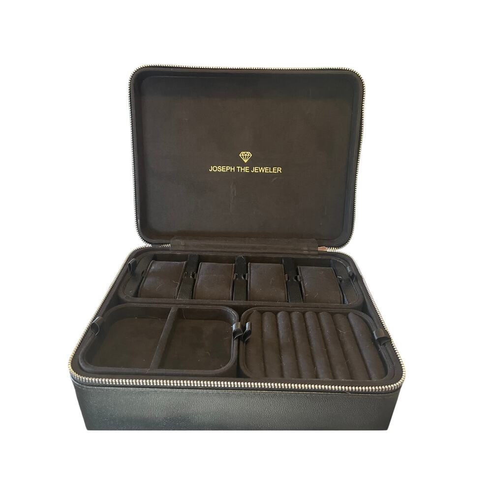 Quiet Luxury Black Quilted Jewelry Watch Travel Storage Case Organizer Elegant